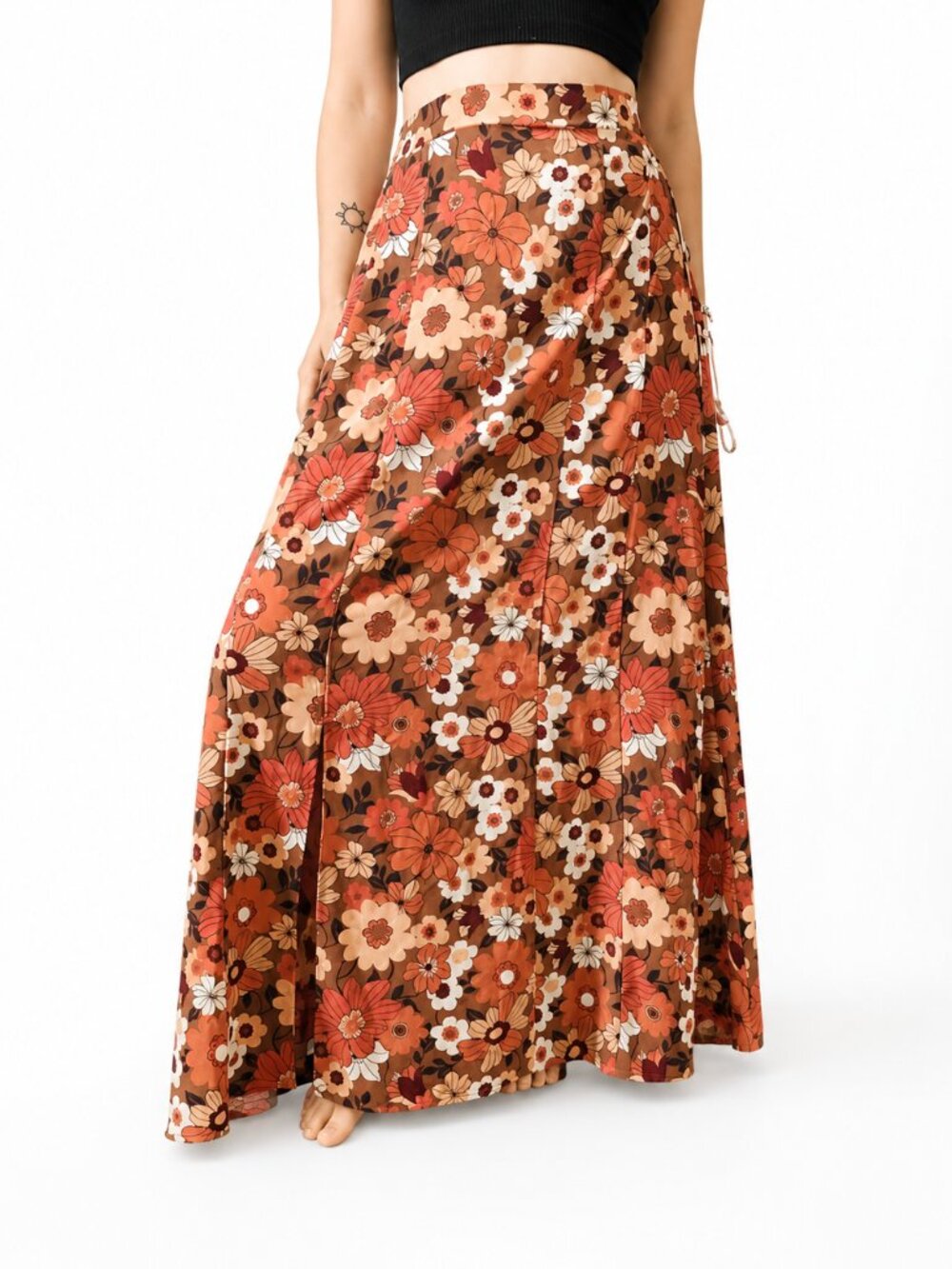 Altar'd State Retro Floral Print Maxi Skirt Size M